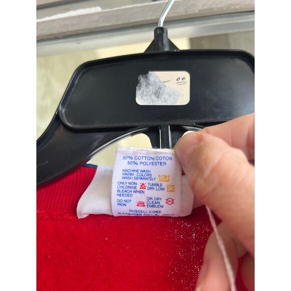 Vintage red American Flag pullover sweatshirt size L - Picture 4 of 5